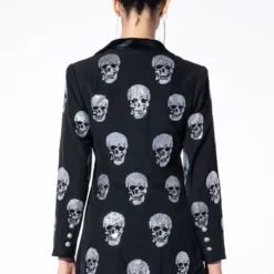 SERVING LOOKS IN THIS FASHION BLAZER DRESS WITH RHINESTONE SKULLS -AZALEA WANG Shop serving looks in this fashion blazer dress with rhinestone skulls black 6 6