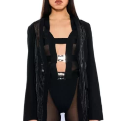 SHEER ILLUSION MESH CUT OUT BLAZER