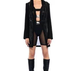 SHEER ILLUSION MESH CUT OUT BLAZER -AZALEA WANG Shop sheer illusion mesh cut out blazer black 3 3 c1