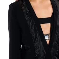 SHEER ILLUSION MESH CUT OUT BLAZER -AZALEA WANG Shop sheer illusion mesh cut out blazer black 7 7 c1