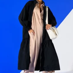 SHOOT YOUR SHOT DRAWSTRING TRENCH MAXI DRESS