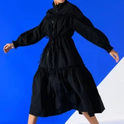 SHOOT YOUR SHOT DRAWSTRING TRENCH MAXI DRESS -AZALEA WANG Shop shoot your shot drawstring trench maxi dress black 3 3