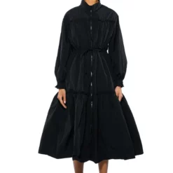 SHOOT YOUR SHOT DRAWSTRING TRENCH MAXI DRESS -AZALEA WANG Shop shoot your shot drawstring trench maxi dress black 4 4