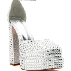 SIP OF SPARKLING SILVER PLATFORM MARY JANES -AZALEA WANG Shop sip of sparkling silver platform mary janes silver 3 3