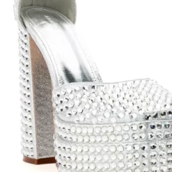 SIP OF SPARKLING SILVER PLATFORM MARY JANES -AZALEA WANG Shop sip of sparkling silver platform mary janes silver 5 5