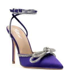 SOFIA SATIN RHINESTONE PUMP IN PURPLE -AZALEA WANG Shop sofia satin rhinestone pump in purple purple 3 3
