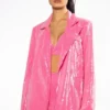 SPARKLE AND SHINE SEQUIN BLAZER -AZALEA WANG Shop sparkle and shine sequin blazer pink 4 4