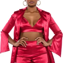 SPRING STATIN BLAZER WITH OPEN ARM -AZALEA WANG Shop spring statin blazer with open arm red 4 4