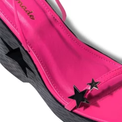 STAR EYED CHUNKY SANDAL WITH CUT OUT ON PINK -AZALEA WANG Shop star eyed chunky sandal with cut out on pink pink 5 5