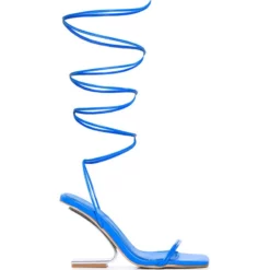 STEP YOUR GAME UP FLOATING HEEL STRAPPY SANDAL IN BLUE -AZALEA WANG Shop step your game up floating heel strappy sandal in blue blue 3 3