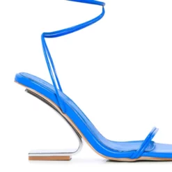 STEP YOUR GAME UP FLOATING HEEL STRAPPY SANDAL IN BLUE -AZALEA WANG Shop step your game up floating heel strappy sandal in blue blue 6 6