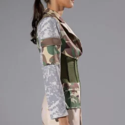 STRONG ONE PATCHWORK CAMO CORSET BLAZER -AZALEA WANG Shop strong one patchwork camo corset blazer camo 6 6