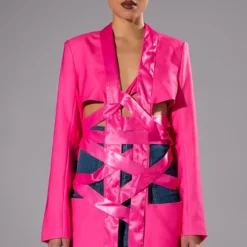 SUIT CUTE RIBBON LACE UP CUT OUT BLAZER