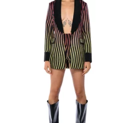 SUNSET ROAD STRIPE BLAZER -AZALEA WANG Shop sunset road stripe blazer black multi 3 3