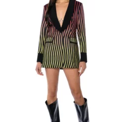 SUNSET ROAD STRIPE BLAZER -AZALEA WANG Shop sunset road stripe blazer black multi 4 4