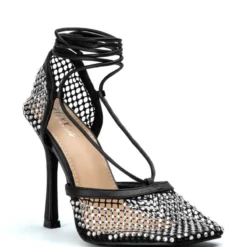 SUPERSTAR STATUS SQUARE TOE NETTED STRAPPY PUMP IN BLACK 9 SUPERSTAR STATUS SQUARE TOE NETTED STRAPPY PUMP IN BLACK -AZALEA WANG Shop superstar status square toe netted strappy pump in black black 3 3
