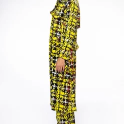 SWEET ESCAPE SEQUIN PLAID TRENCH COAT -AZALEA WANG Shop sweet escape sequin plaid trench coat yellow multi 3 3