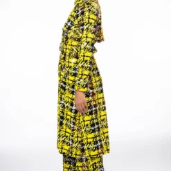 SWEET ESCAPE SEQUIN PLAID TRENCH COAT -AZALEA WANG Shop sweet escape sequin plaid trench coat yellow multi 5 5