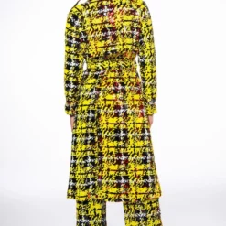 SWEET ESCAPE SEQUIN PLAID TRENCH COAT -AZALEA WANG Shop sweet escape sequin plaid trench coat yellow multi 6 6