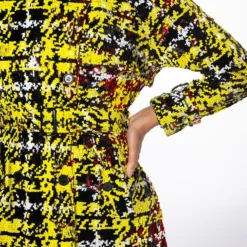 SWEET ESCAPE SEQUIN PLAID TRENCH COAT -AZALEA WANG Shop sweet escape sequin plaid trench coat yellow multi 7 7