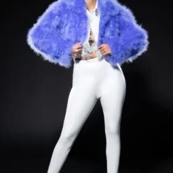 SWEET TALK OSTRICH FEATHER JACKET IN PURPLE 21 SWEET TALK OSTRICH FEATHER JACKET IN PURPLE -AZALEA WANG Shop sweet talk ostrich feather jacket in purple purple 3 3