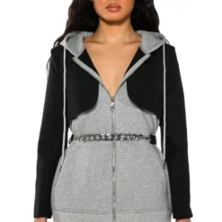 TAMARA CROP BLAZER HOODIE MIX