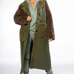 TARI TEDDY MIXED MATERIAL TRENCH COAT