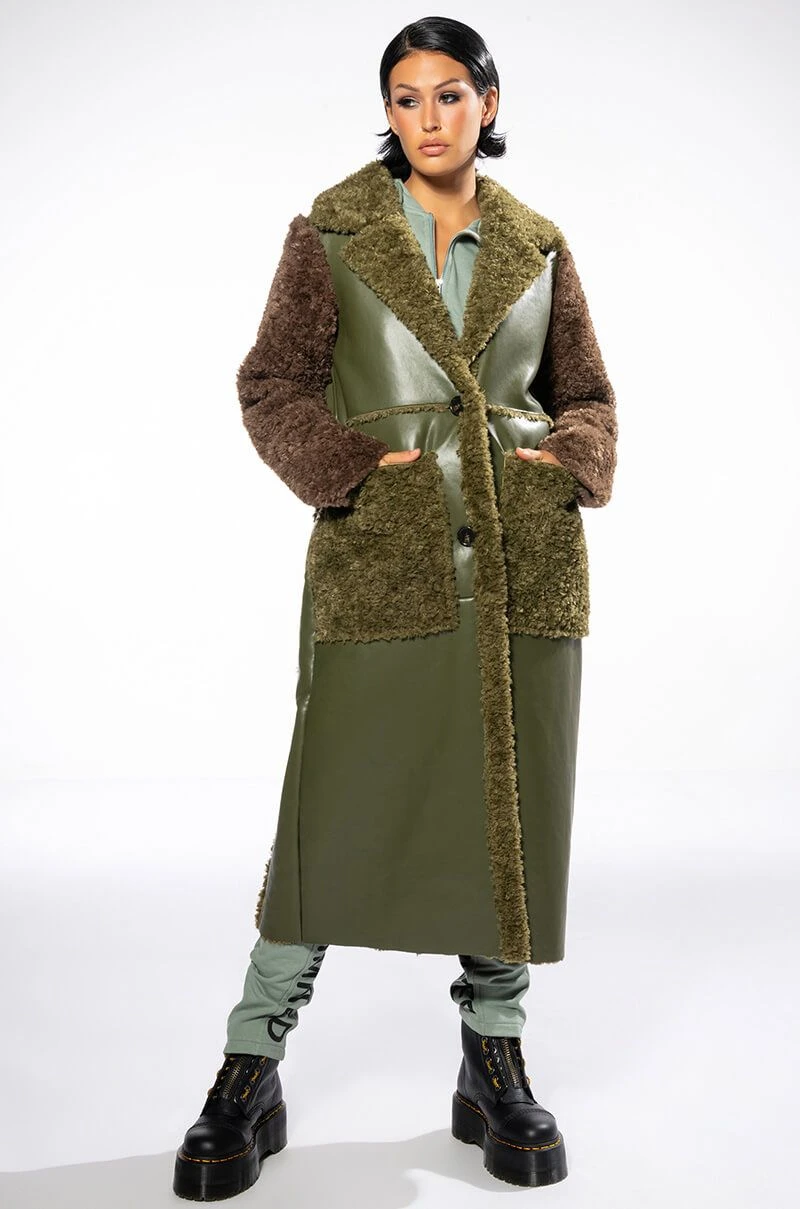TARI TEDDY MIXED MATERIAL TRENCH COAT 4 TARI TEDDY MIXED MATERIAL TRENCH COAT - Image 2