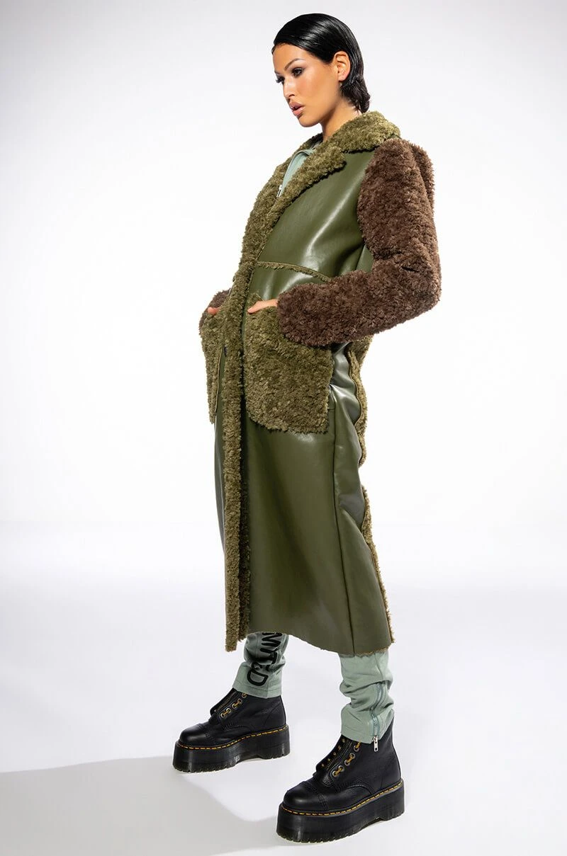 TARI TEDDY MIXED MATERIAL TRENCH COAT 5 TARI TEDDY MIXED MATERIAL TRENCH COAT - Image 3