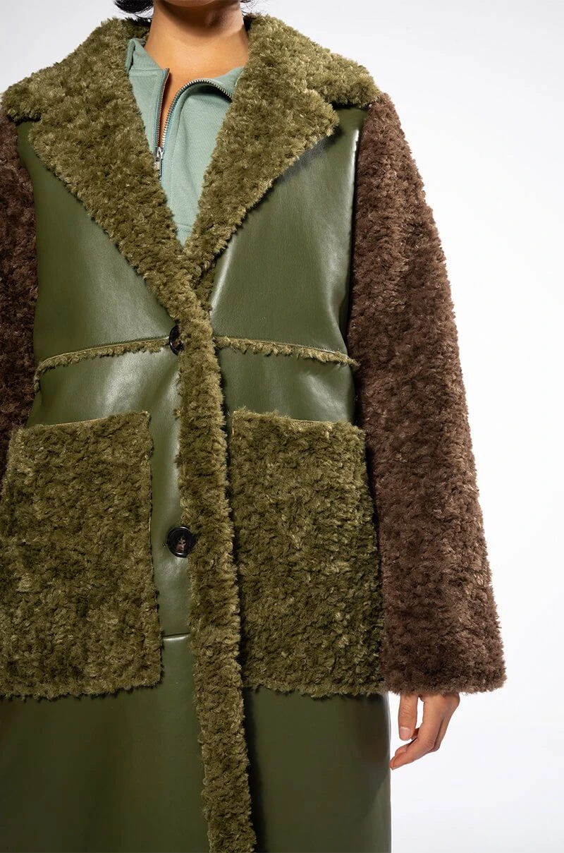 TARI TEDDY MIXED MATERIAL TRENCH COAT 8 TARI TEDDY MIXED MATERIAL TRENCH COAT - Image 6