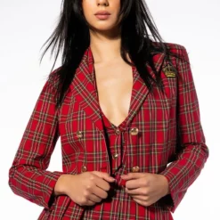 TARTAN RED PLAID BLAZER