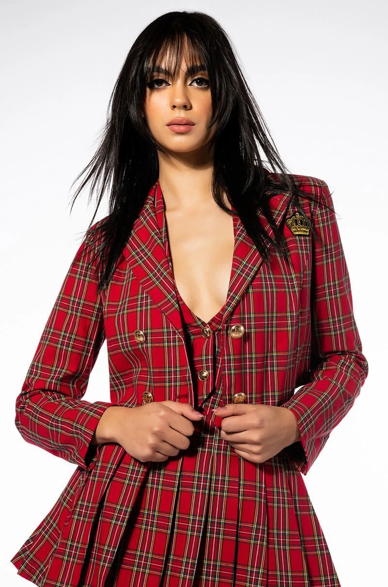 TARTAN RED PLAID BLAZER 3 TARTAN RED PLAID BLAZER