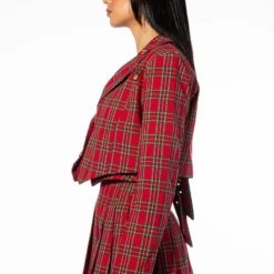 TARTAN RED PLAID BLAZER 12 TARTAN RED PLAID BLAZER -AZALEA WANG Shop tartan red plaid blazer red 4 4