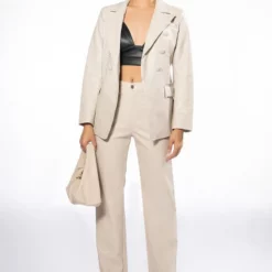 TE QUIERO VEGAN LEATHER OPEN BACK BLAZER -AZALEA WANG Shop te quiero vegan leather open back blazer ivory 10 10