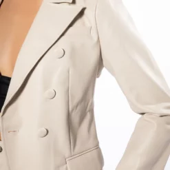 TE QUIERO VEGAN LEATHER OPEN BACK BLAZER -AZALEA WANG Shop te quiero vegan leather open back blazer ivory 11 11