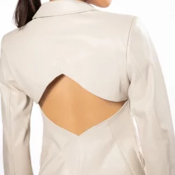 TE QUIERO VEGAN LEATHER OPEN BACK BLAZER -AZALEA WANG Shop te quiero vegan leather open back blazer ivory 9 9