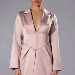 TEA TIME CORSET MINI DRESS IN MAUVE