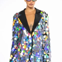 THE FINAL COUNTDOWN SEQUIN BLAZER -AZALEA WANG Shop the final countdown sequin blazer silver ab 4 4