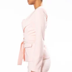 TINO SMALL KEYHOLE WRAP BLAZER -AZALEA WANG Shop tino small keyhole wrap blazer light pink 4 4 c1