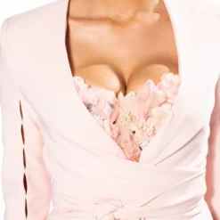 TINO SMALL KEYHOLE WRAP BLAZER -AZALEA WANG Shop tino small keyhole wrap blazer light pink 6 6 c1