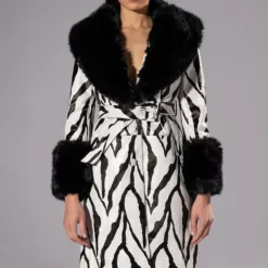 AZALEA WANG Shop 17 TRES ZEBRA FAUX FUR COAT