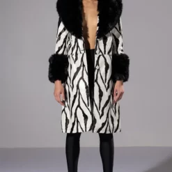 AZALEA WANG Shop -AZALEA WANG Shop tres zebra faux fur coat black white 2 2 c1