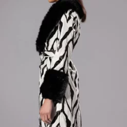 TRES ZEBRA FAUX FUR COAT -AZALEA WANG Shop tres zebra faux fur coat black white 5 5 c1 c1