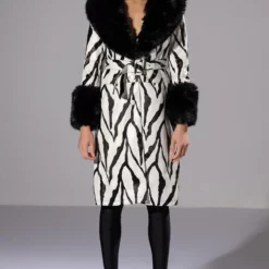 TRES ZEBRA FAUX FUR COAT -AZALEA WANG Shop tres zebra faux fur coat black white 8 8