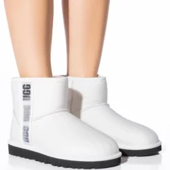 UGG CLASSIC MINI SIDE LOGO II BOOTIE IN WHITE -AZALEA WANG Shop ugg classic mini side logo ii bootie in white white 1 1 c1