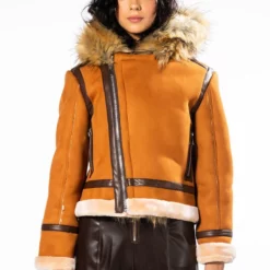 WE FOUND LOVE SUEDE COAT WITH FAUX FUR HOOD -AZALEA WANG Shop we found love suede coat with faux fur hood brown multi 6 6