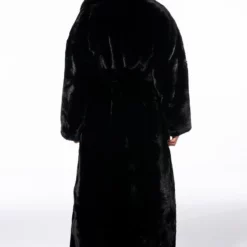 WINTER IS COMING LONG FAUX FUR TRENCH COAT -AZALEA WANG Shop winter whites long faux fur trench coat black 6 6 c1