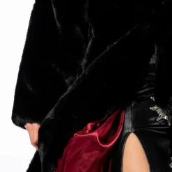 WINTER IS COMING LONG FAUX FUR TRENCH COAT -AZALEA WANG Shop winter whites long faux fur trench coat black 7 7 c1