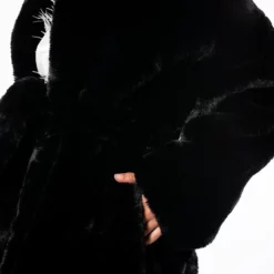 WINTER IS COMING LONG FAUX FUR TRENCH COAT -AZALEA WANG Shop winter whites long faux fur trench coat black 8 8