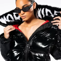 WORLD WIDE PATENT PUFFER WITH FUR COLLAR